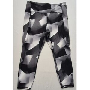 NWT Reebok Black White Geo Print 7/8 High Rise Work Out Leggings Women's XXL